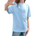 thumbnail image 6 of Summer Solid Color Girls Loose T-shirt Oversize Kids Children Short Sleeve T-shirt for 5-14 Years, 6 of 6