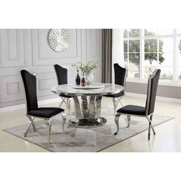 Best Quality Furniture 5pc Round Dining, Turner Lazy Susan Dining Table