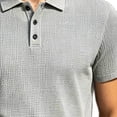 thumbnail image 4 of IROINNID Men's 2 Piece Short Sleeve Waffle Shirt and Dress Pants Set Pleated Front Belt Loops Business Casual Workwear Suit, 4 of 5