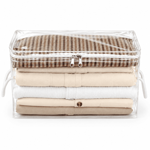 THDFTDT Clear Zippered Storage Bags, 6 Pack Clothing Organizers for Blankets, Sweaters and Bedding