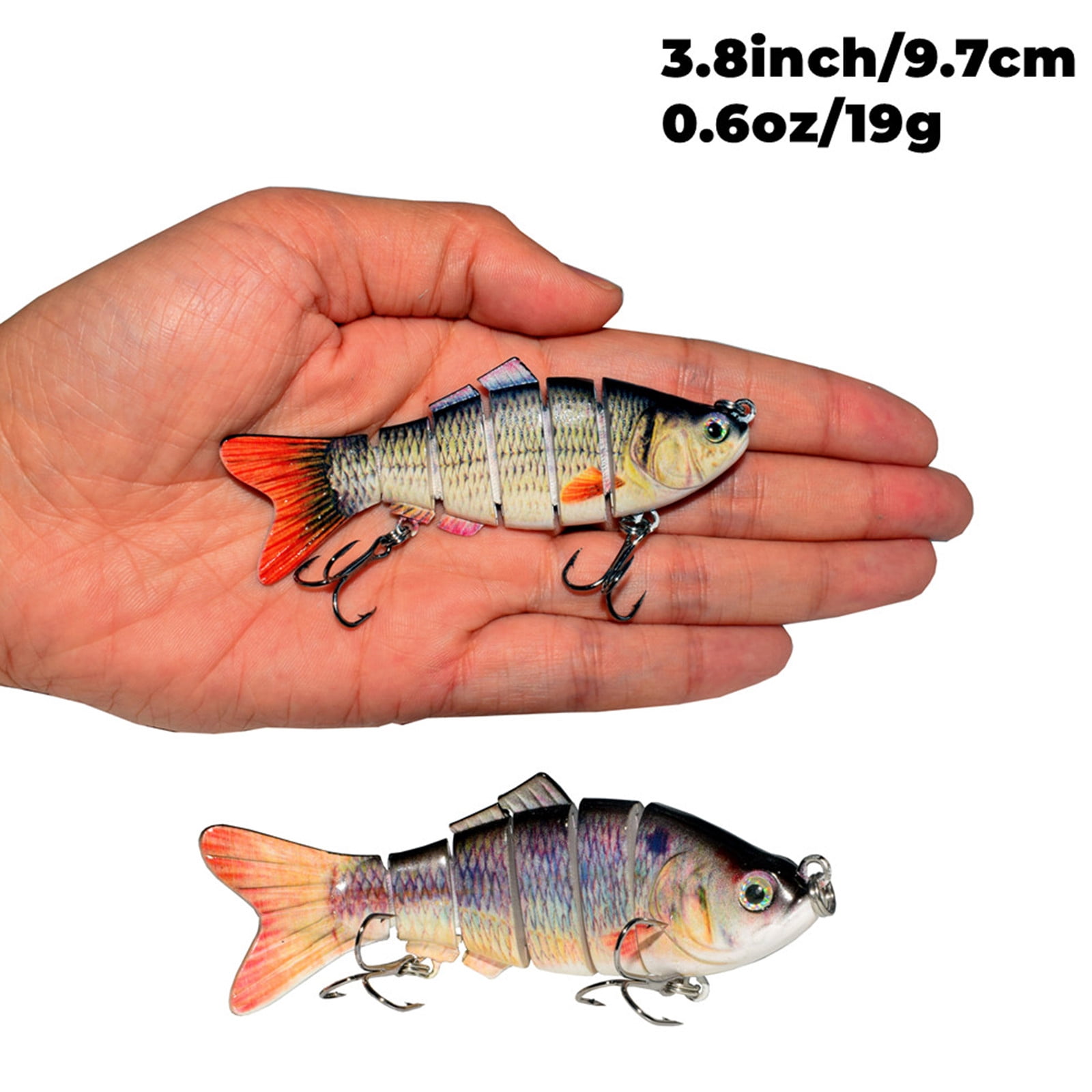 6segment 3.8inch 5pcs Fishing Lure Bait Swimbait Crankbait for Bass Muskie Pike Bass Lifelike Fish Minow Fishhook Fishing Tackle