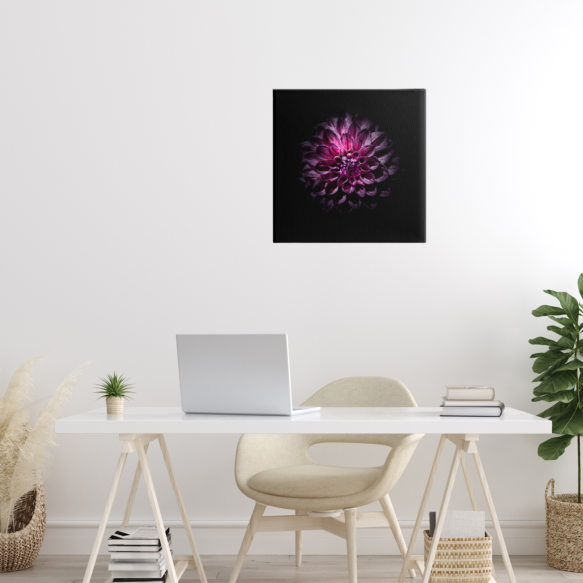Purple Dahlia Dark Contemporary Canvas Wall Art, design by Brian Carson Photography