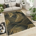thumbnail image 6 of Modern Black Gold Plant Leaf Area Rugs, Vintage Golden Banana Leaf Indoor Rugs, Soft Machine Washable Kids Carpet For Living Room Bedroom Office Dining Room Classroom, 6 of 7