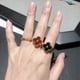 thumbnail image 4 of Anillo de ágata roja y negra de plata esterlina S925 Anillo de trébol de alta versión con diamantes blancos llenos de fritilaria Anillo femenino con láser, 4 of 6