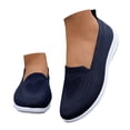 thumbnail image 3 of Duqingm Flats Shoes Women Womens Slip on Mesh Sneakers Breathable Knit Flat Shoes with Soft Rubber Sole Lightweight Non Slip Blue,9.5, 3 of 7