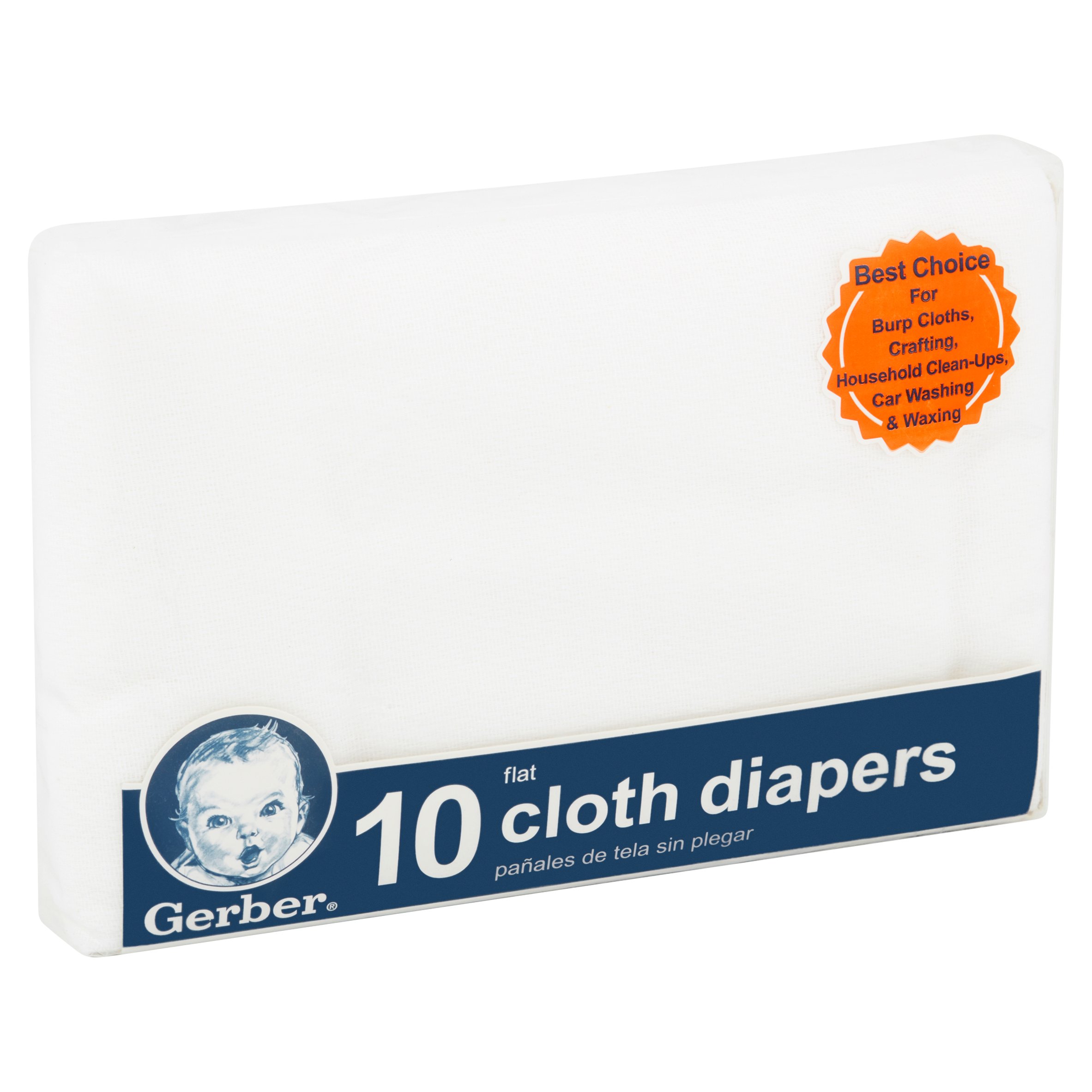 Gerber 100% Cotton Flatfold Cloth Baby Diaper, White 10 Pack - image 4 of 8