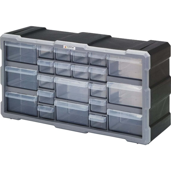 Quantum Storage 22-Drawer Clear Plastic Parts Drawer Cabinet PDC-22BK