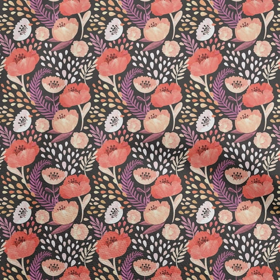 oneOone Cotton Poplin Twill Black Fabric Flora Sewing Craft Projects Fabric Prints By Yard 56 Inch Wide-MI