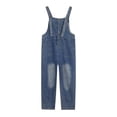 thumbnail image 3 of YunPes Girls Denim Overalls Kids Sleeveless Wide Leg Jumpsuit Bib Overall with Heart Graphic Pockets Trendy Streetwear Jeans, 3 of 9