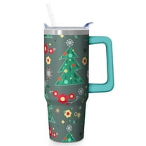 30oz Christmas Elk Tumbler with Handle, Festive Holiday Coffee Cup with Straw Lid, Winter Stainless Steel Insulated Mug, Gifts for Women Men