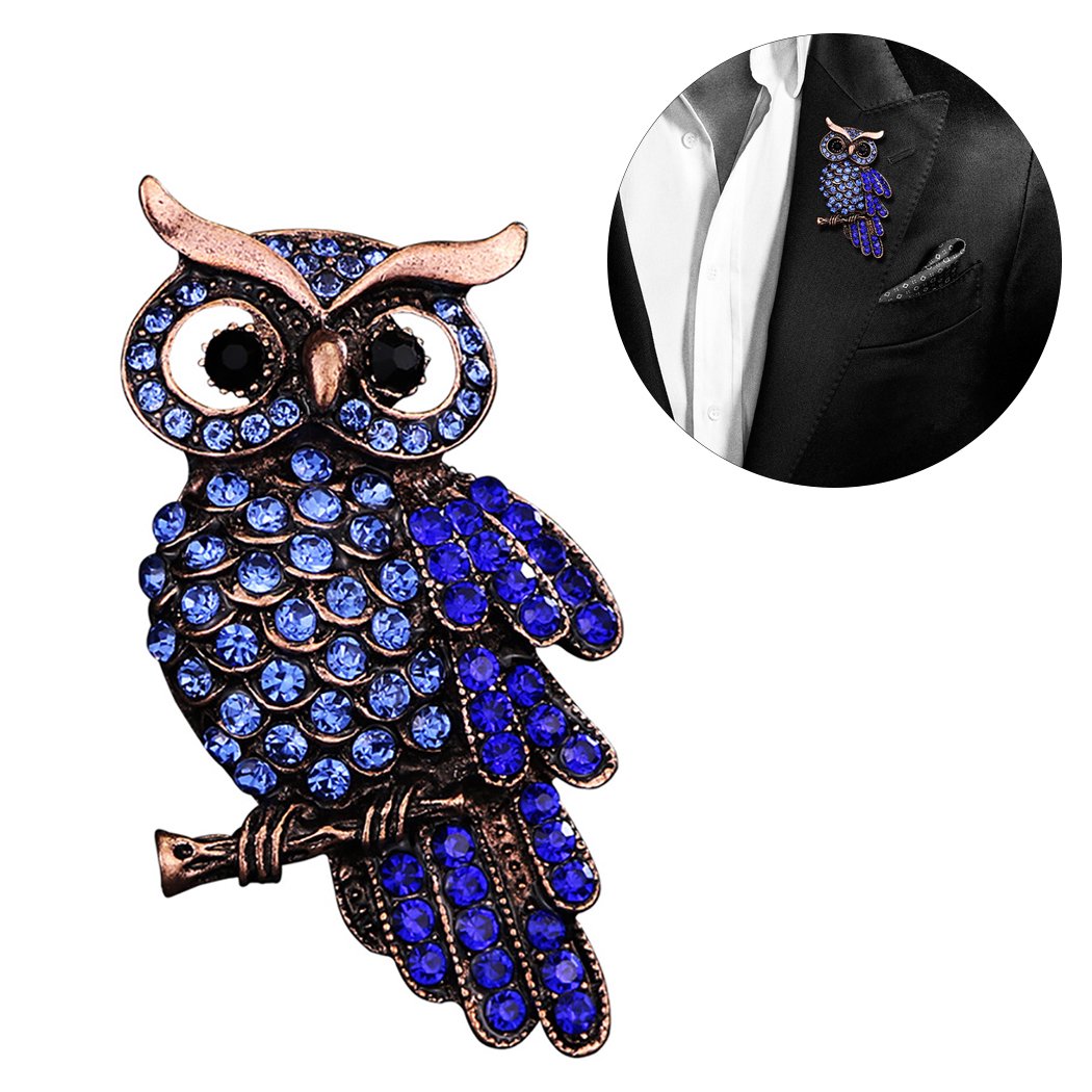 Broche Hibou Métal Argenté Avec Strass Multicolores - Neuf Sans Emballage