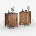 thumbnail image 4 of AKDSteel Farmhouse Nightstand With Usb Charging Station, Rustic 18" Bedside Table With Sliding Barn Door And Two-Tier Storage, 4 of 7