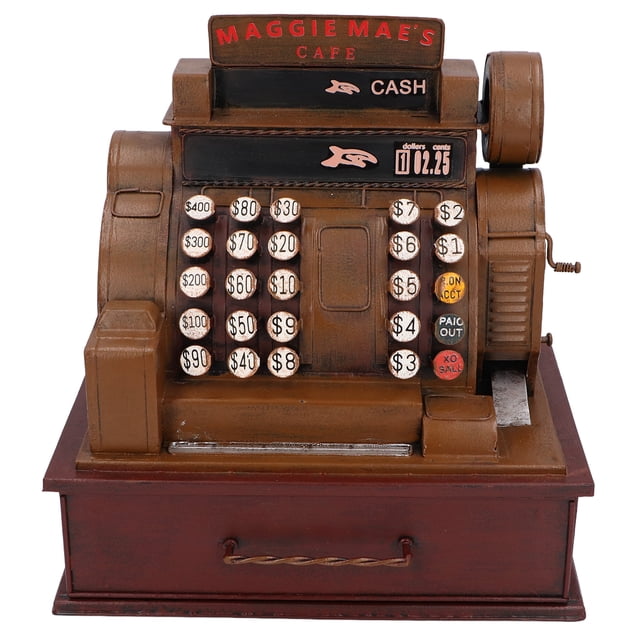Modelo De Caja Registradora Retro, Accesorios De Arte De Hierro Caja Registradora Vintage Estilo Antiguo Para El Hogar