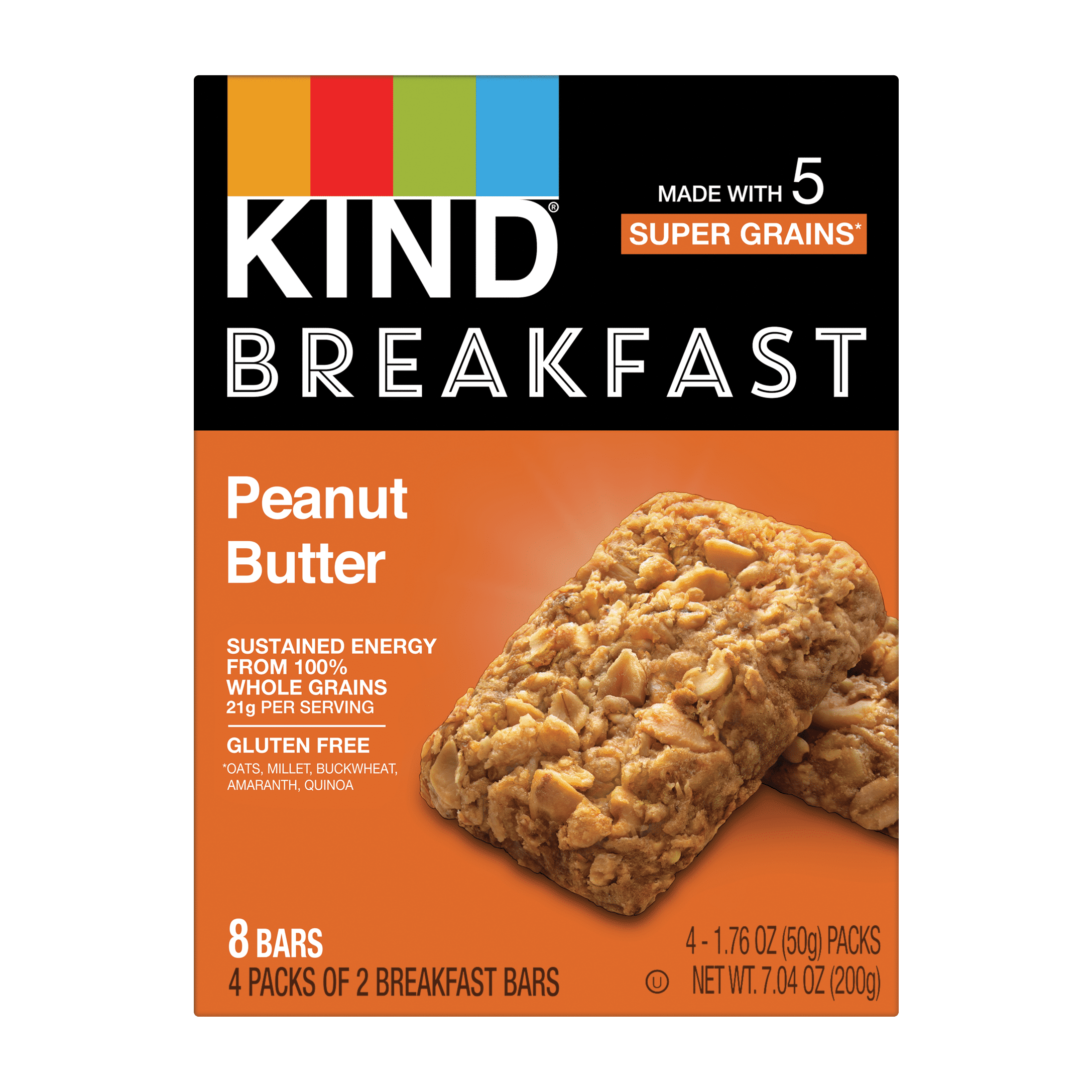 KIND Bars, Peanut Butter Breakfast Bar, Gluten free, 1.76 oz, 4 Snack