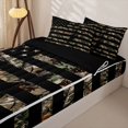 thumbnail image 3 of Manfei Retro American Flag Zipper Full Size Comforter Sets with Fitted Sheet and 2 Pillowcases,Patriotic Camo Zipper Bedding Set,Brown Black Stripes Decor,Black Reversible,4pcs, 3 of 8