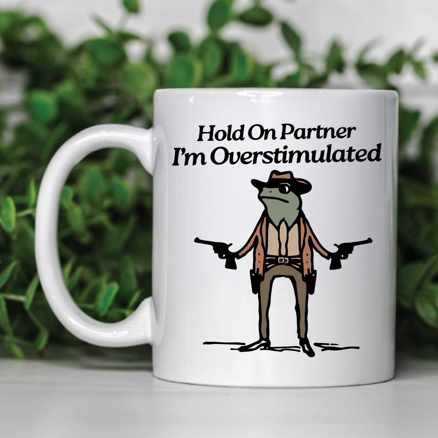 Hold On Partner I'm Overstimulated Mug, Cowboy Frog Coffee Cup, Funny Mugs, Toddler Mom Gifts, Funny Mugs for Mom, Mother's Day Gift Ideas