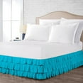 thumbnail image 2 of CCNY 18" Inch Drop Multi Ruffled Bed Skirt Short Queen Size 100% Microfiber Made Turquoise Blue Color, 2 of 6