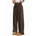 thumbnail image 3 of Women Sweatpants Baggy Wide Leg Pants Lounge Comfy Palazzo Joggers with Pockets Brown S, 3 of 8