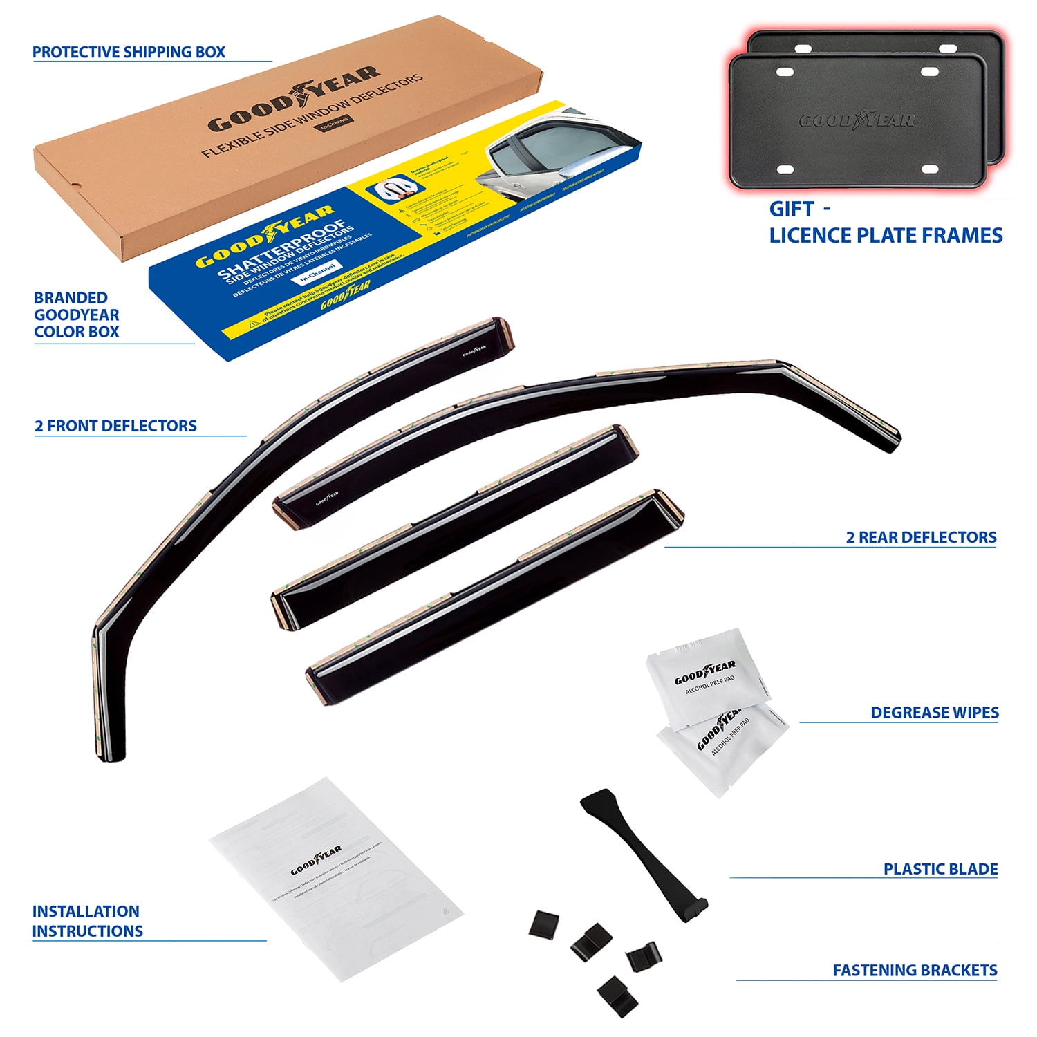 Goodyear Shatterproof in-Channel Window Deflectors for Toyota RAV4 2019-2025, Rain Guards, Window Visors for Cars, Vent Deflector, Car Accessories, 4 pcs - GY003431LPf2