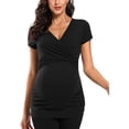 thumbnail image 1 of Vêtements de Grossesse Offres de l'Action de Grâce Liquidation Été Vêtements de Maternité pour Femmes Col Rond Manches Courtes Volants Pli Hauts de Grossesse, 1 of 5
