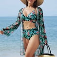 thumbnail image 2 of Trajes de Baño de Bikini de Mujer con Correas Impresas V Sexy Split Set de Tres Piezas, Diseño de Corte Alto para la Piscina de Playa Y las Vacaciones de Verano, 2 of 9