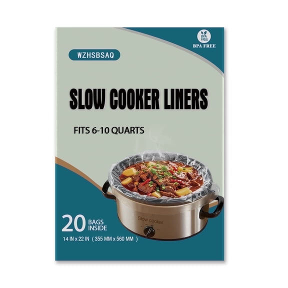 WZHSBSAQ Slow Cooker Liners, 20 Count, Oversized 14x22 inch Bpa Free Disposable Liners for 6QT-10QT Crockpot Slow Cookers