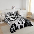 thumbnail image 5 of Bear Comforter Set Queen Size,Deer Hunting Woodland Rustic Cabin Bedding Set Adult,Camping Adventure Geometric Plaid Patchwork Down Comforter,Xmas Pine Tree Quilt Gray Black, 5 of 6