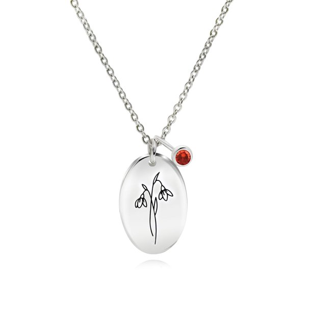 JeenMata Collar con Flor de Nacimiento de Enero Regalo Floral Personalizado para Mujeres