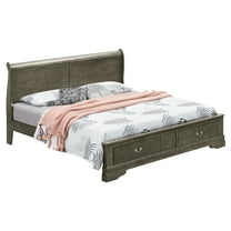 Passion Furniture PF-G3105D-QSB2 44 x 87 x 67 in. Louis Philippe Storage Sleigh Wood Bed, Gray - Queen Size