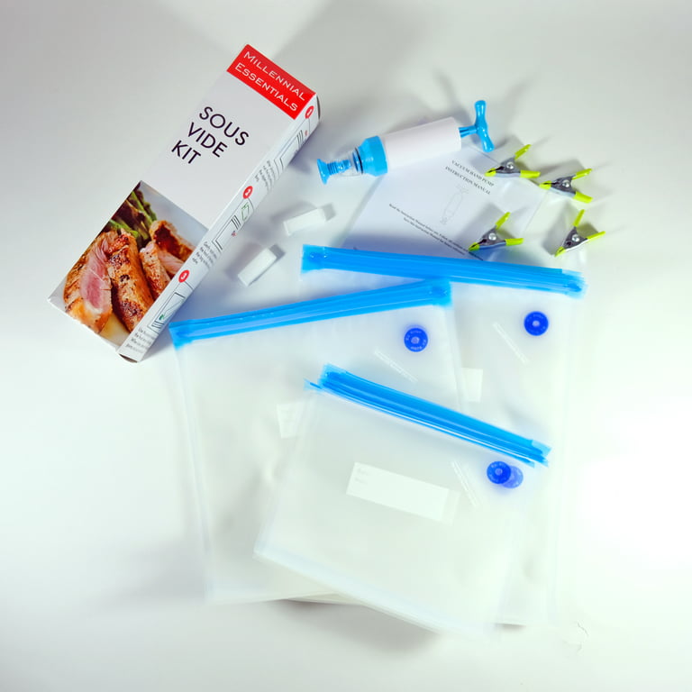 1/2X Sous Vide Bags Kit Food Storage Bag Reuse + 60Kpa Electric Vacuum Seal  Pump