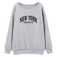 thumbnail image 3 of HNMKIU Off The Shoulder Sweatshirt Women's Letter Print Long Sleeve Off Shoulder Hoodie Relaxed Fit and Warm Pullover Top 08_Grey,L, 3 of 3