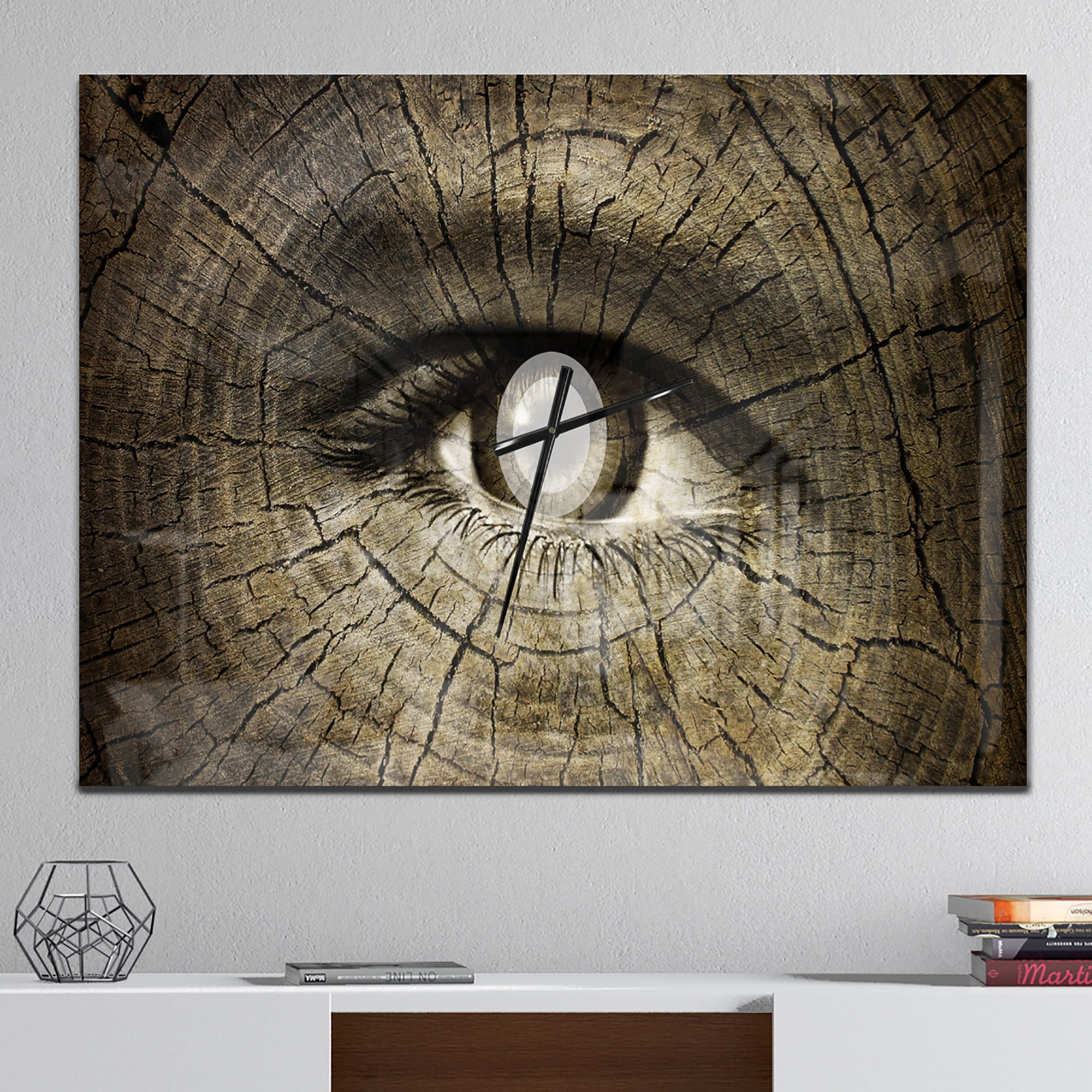 Designart 'Aging Eyes' Farmhouse Wall Clock