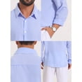 thumbnail image 7 of DARING DIVA Men's Seersucker Long Sleeve Button Down Textured Striped Shirts S Blue, 7 of 7