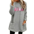 thumbnail image 3 of Feancey Christmas Pajamas for Women Fleece Thermal Loungewear Trendy Xmas Tree Print Crewneck Pullovers Comfy Fuzzy Sweatshirt Tops with Pockets Gray L, 3 of 6
