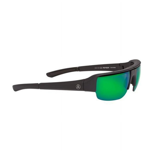 Popticals PopGun Pop-out Folding Sunglasses, Black Matte & Polarized Gray Green Mirror