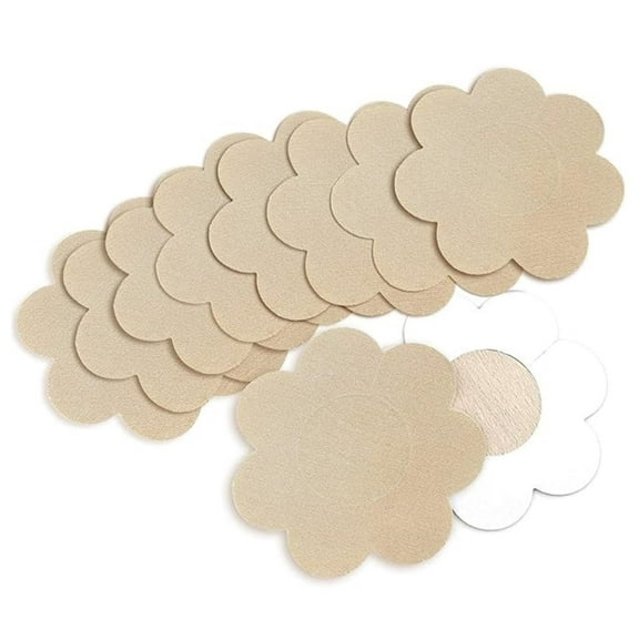 Disposable Nipple Covers for Women Reusable Pasties Small Sticky Breast Covers Non Woven Pasty, Flower Beige, 5 Pack