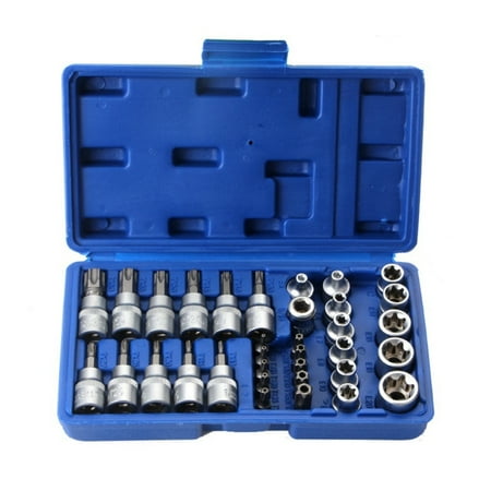 

YEUHTLL 34 Pieces Torx Star E Socket Bit Set Male Female 3 /8 5 /16 Drive Auto Repair Tool E4-E20 Nut Set T10-T60 Torx Socket