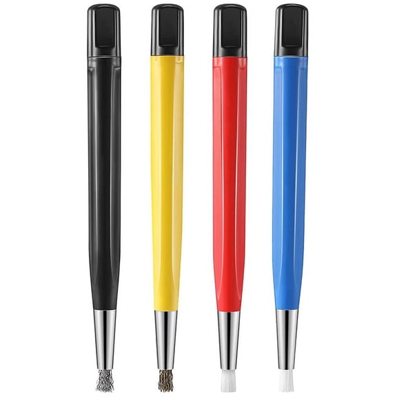 4Pcs/Set Rust Removal Brush Pen Glass Fiber / Brass /Steel /Nylon Shape Watch Parts Polishing Cleaning Tool