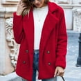 thumbnail image 2 of Ecqkame Women's 2023 Fashion Winter Coat Long Sleeve Lapel Zip Up Faux Shearling Fuzzy Oversized Shacket Jacket Red 5XL, 2 of 9