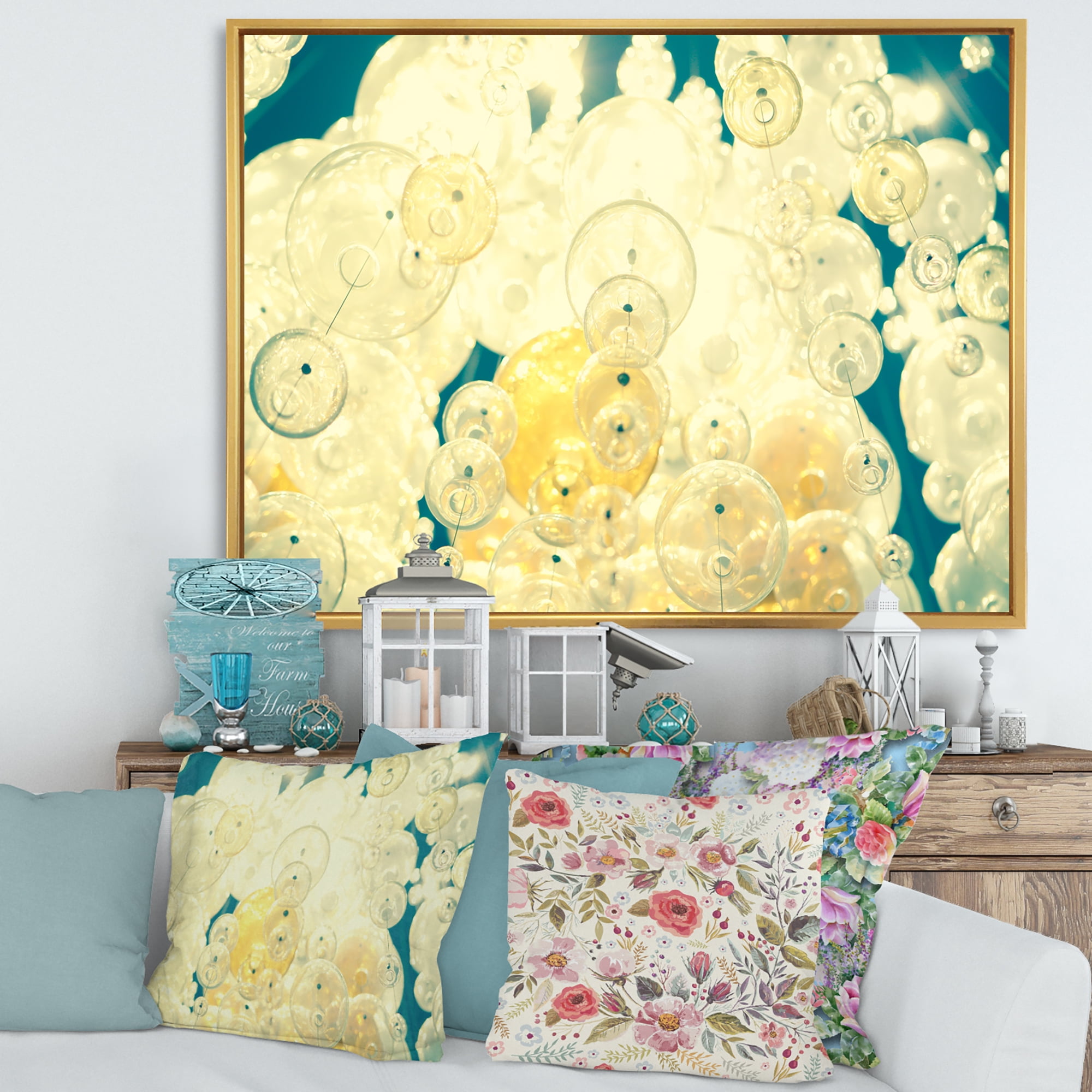 Designart 'Chandelier In The Form of Balls Abstract Art II' Modern Framed Canvas Wall Art Print