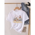 thumbnail image 4 of Camiseta estampada de manga corta para mujer, ropa con estampado de flores dulces de los años 90, Top para mujer, camiseta para mujer, ropa con cuello redondo, 4 of 5