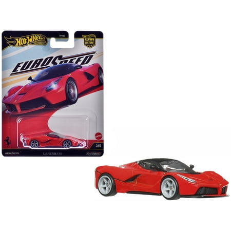 Ferrari LaFerrari Red with Black Top "Euro Speed" Series Diecast Model Car by Hot Wheels