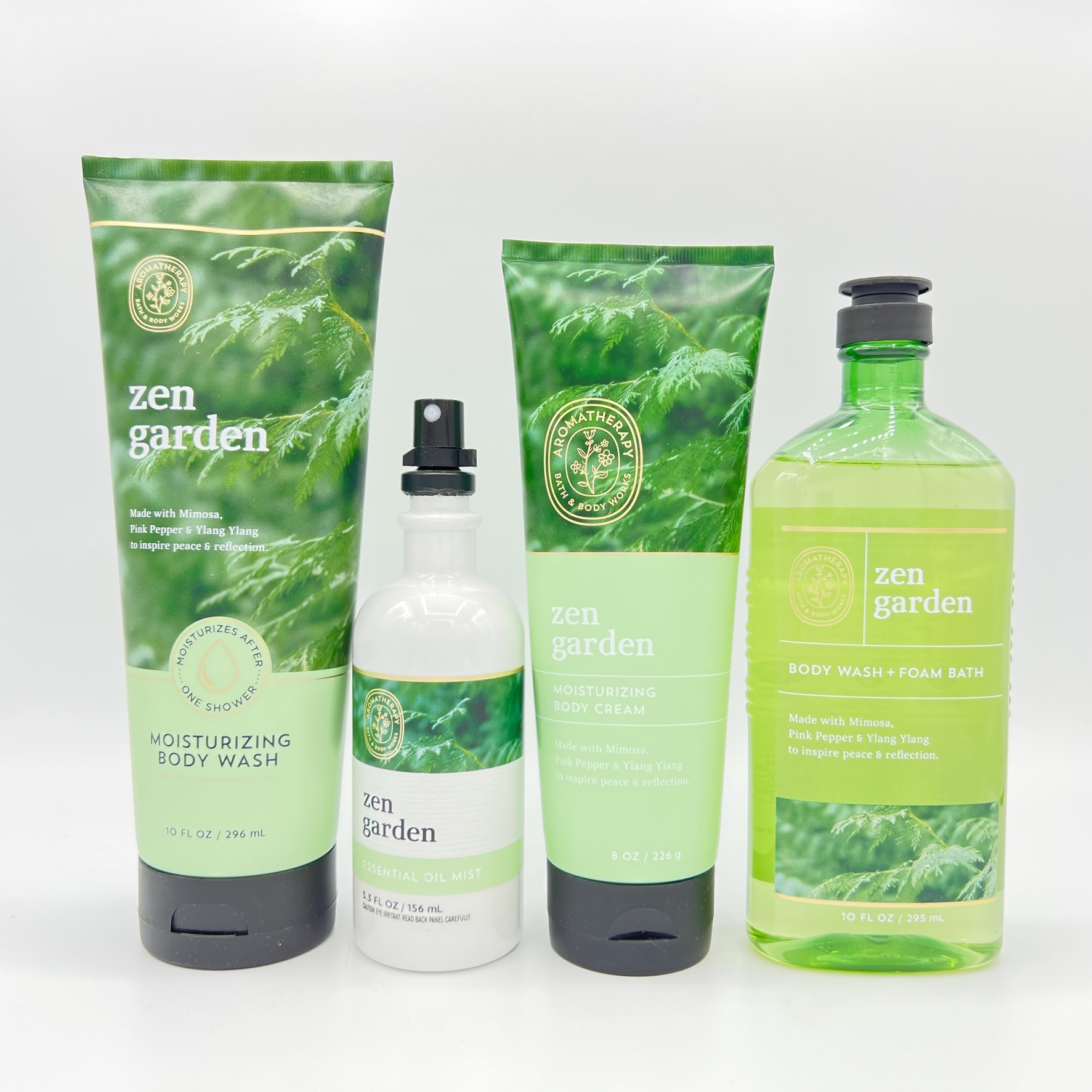 Bath and Body Works Zen Garden 4Piece Bundle Body Wash, Essential Oil