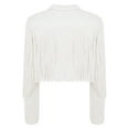 thumbnail image 6 of dPois Women's Fringe Faux Suede Leather Jackets Fashion Cowgirl Tassel Motorcycle Cropped Coats White S, 6 of 7