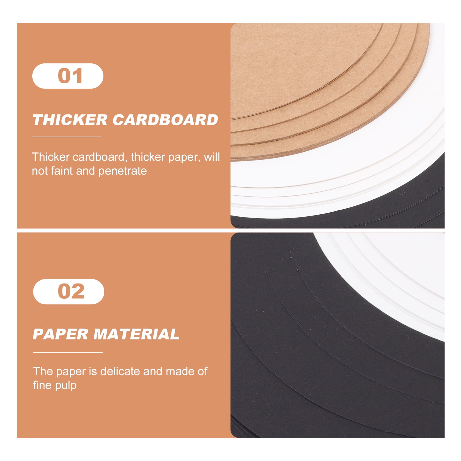 YUYUETIME Kraft Paper Cards Round Painting Cardboard Black 60Pcs For Art Projects