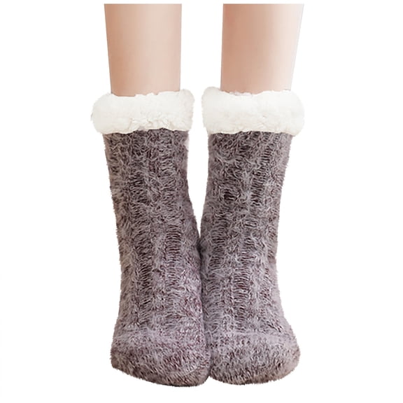 UAMVSH Slipper Socks for Women Winter Warm Fleece Lined Socks Christmas Cozy Soft Thick Fuzzy Socks