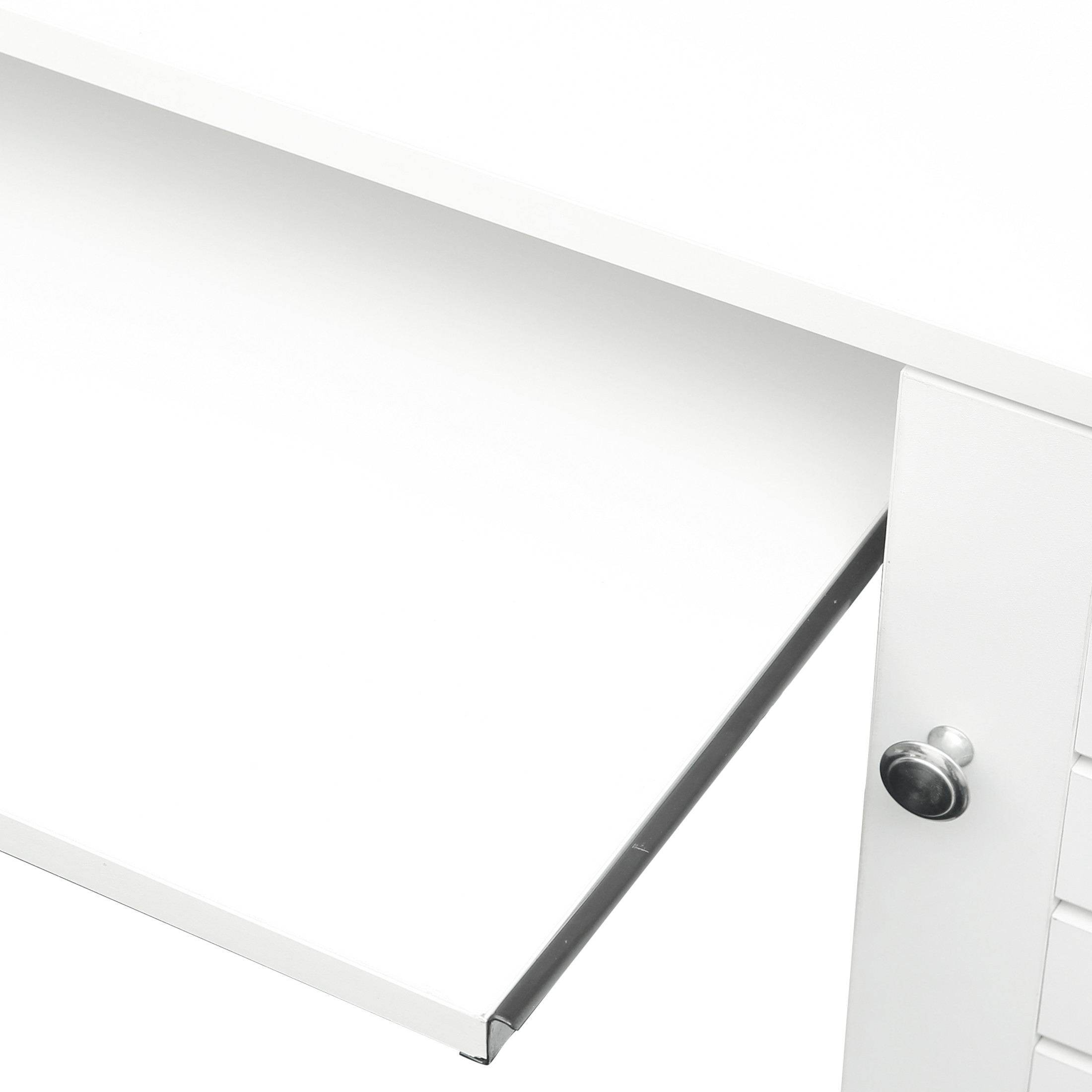 Noble House 59" Computer Desk with Hutch, Drawers, 2-Tier Shelf & Concealed PC Cabinet, for Home Office, White