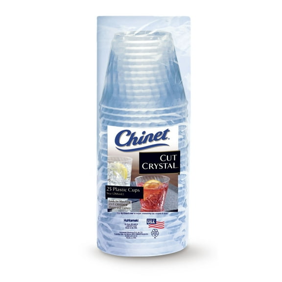 Chinet Cut Crystal Plastic Cups, 9 Oz, 25 Ct