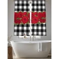 thumbnail image 5 of Valentine's Day Sheer Curtains 72 Inch Length 2 Panels Set Window Treatments, Red Roses Floral Leaves Buffalo Plaid Rod Pocket Semi Curtains for Living Room/Bedroom/Kitchen Décor, 104"W x 72"L, 5 of 7