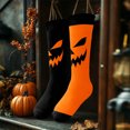 thumbnail image 2 of AWZXDE Halloween Crew Socks Cartoon Pumpkin Face Print Mid Calf Socks for Adults Great for Fall Holiday Party and Season Daily Wear, 2 of 4